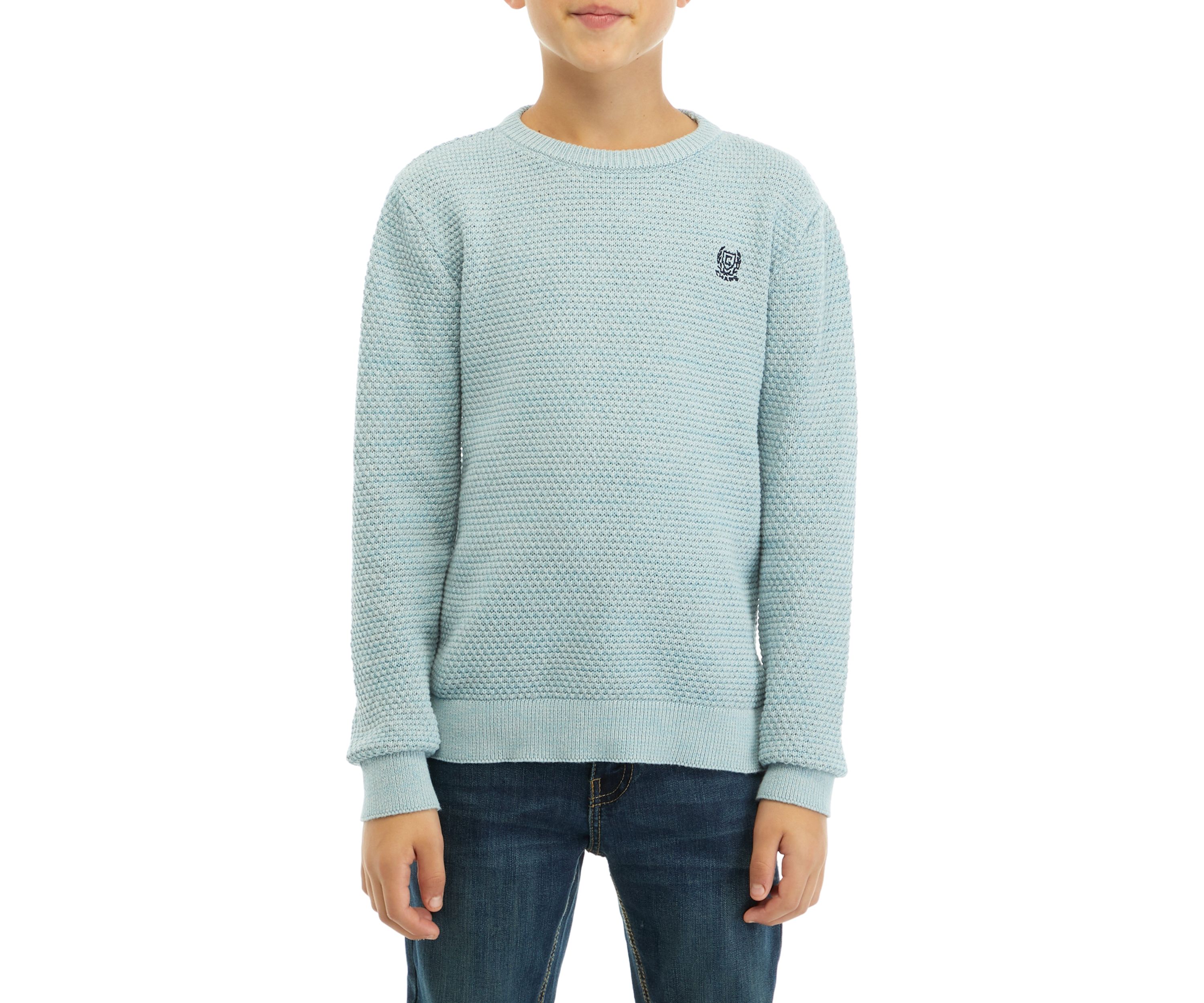 Boys 8-20 Logo Crew Neck Cotton Sweater
