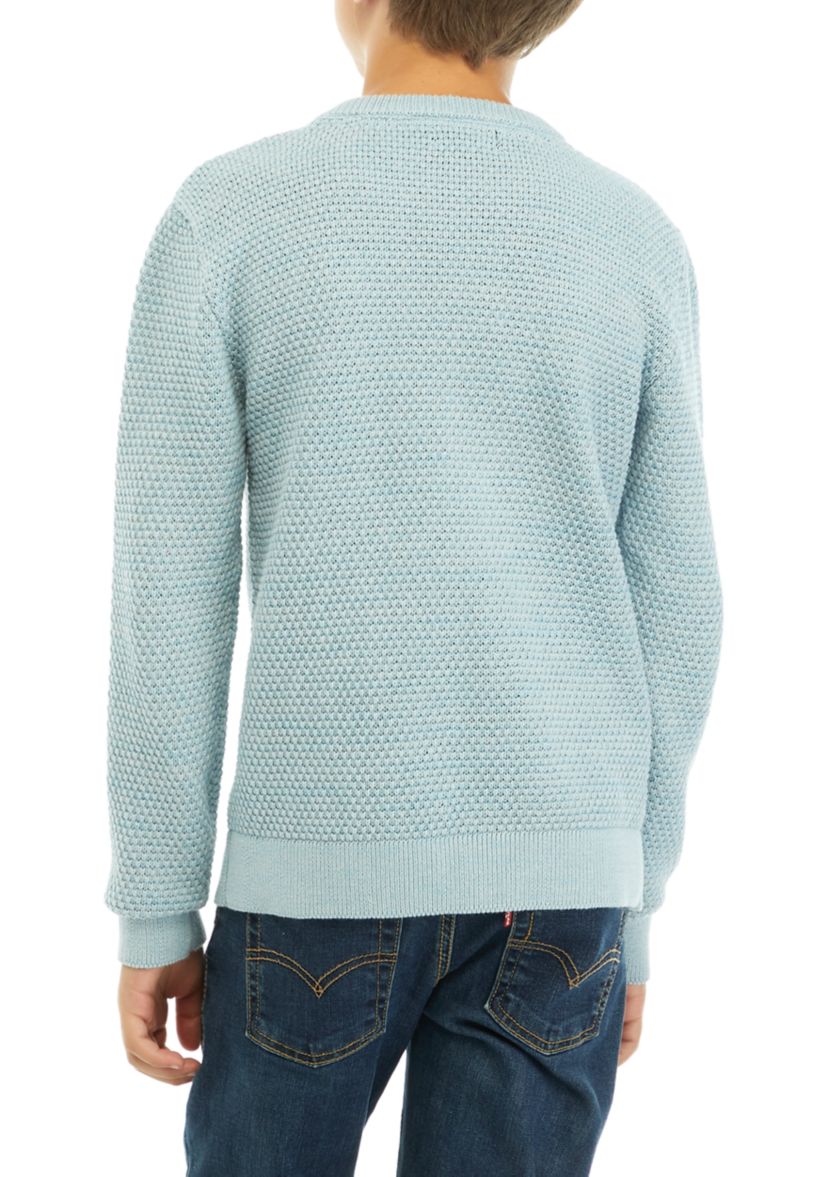 Boys 8-20 Logo Crew Neck Cotton Sweater