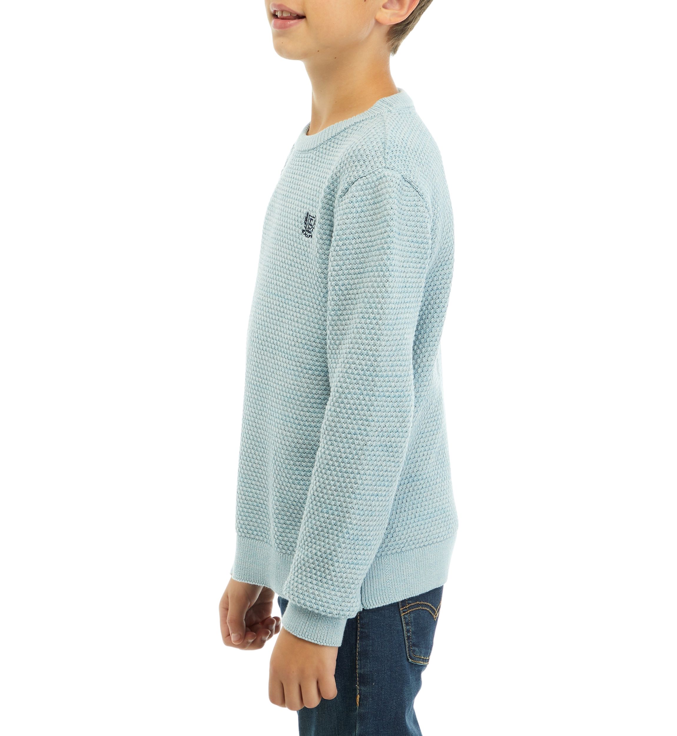Boys 8-20 Logo Crew Neck Cotton Sweater