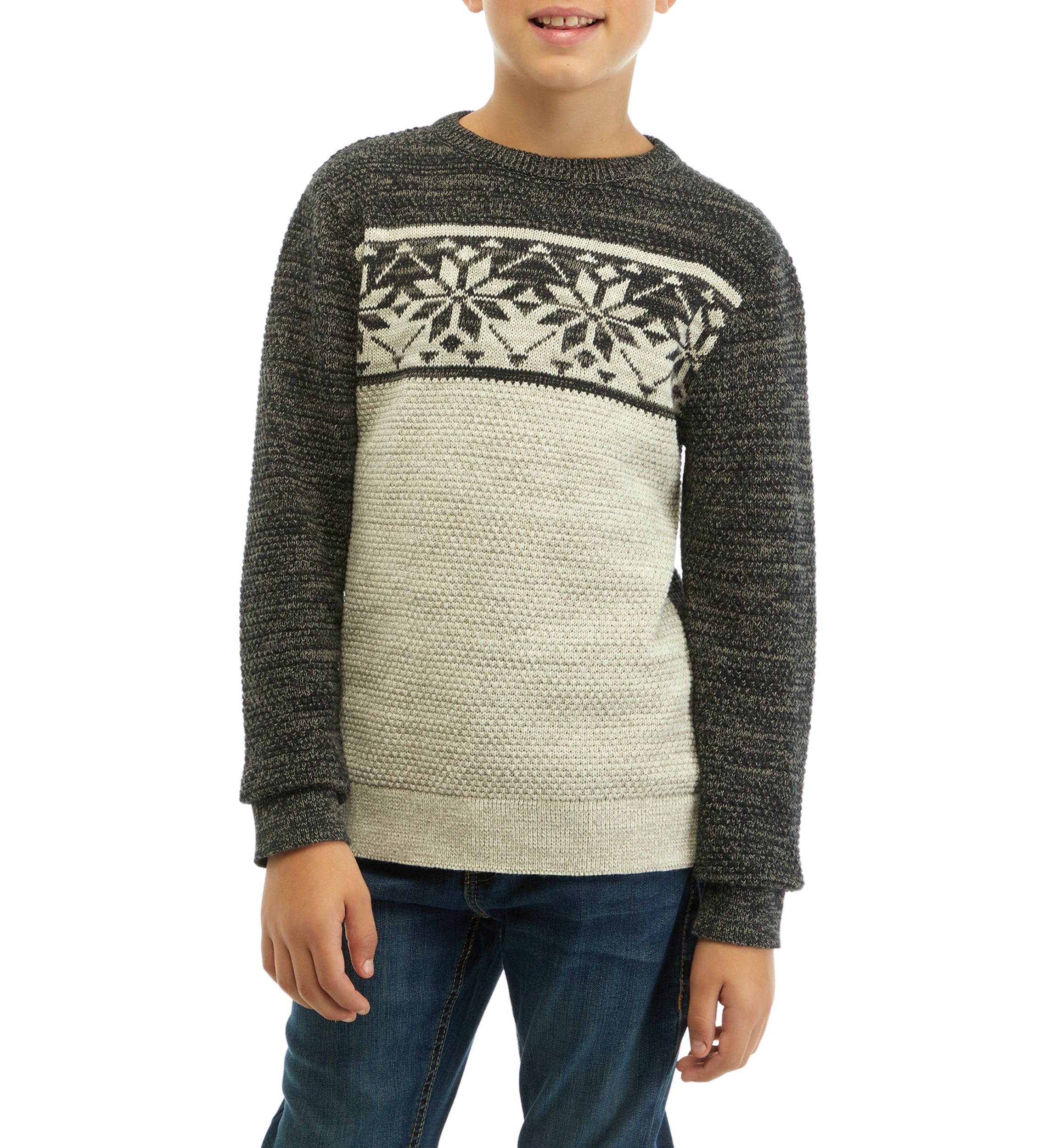 Boys 8-20 Snowflakes Color Blocked Sweater