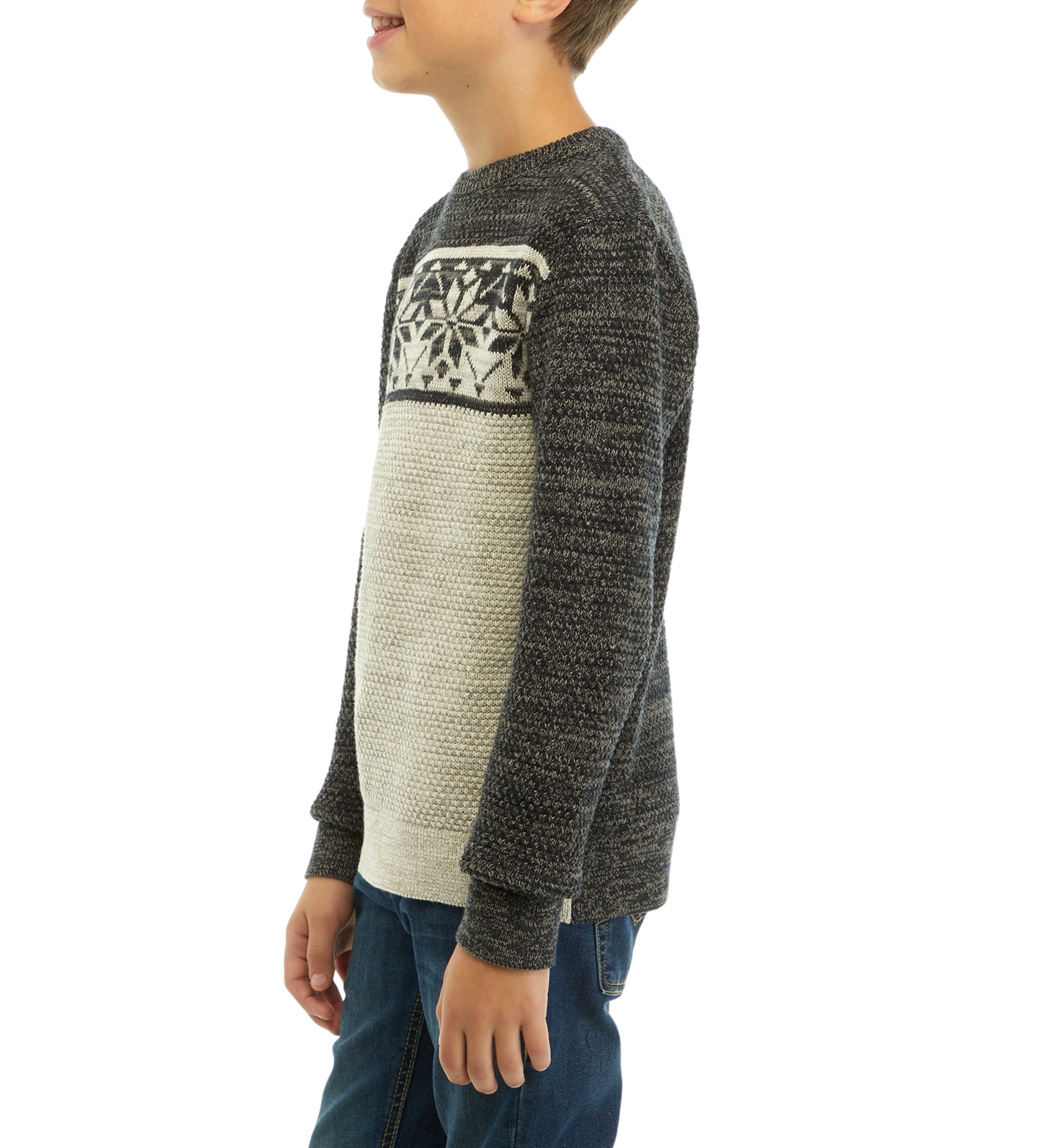 Boys 8-20 Snowflakes Color Blocked Sweater