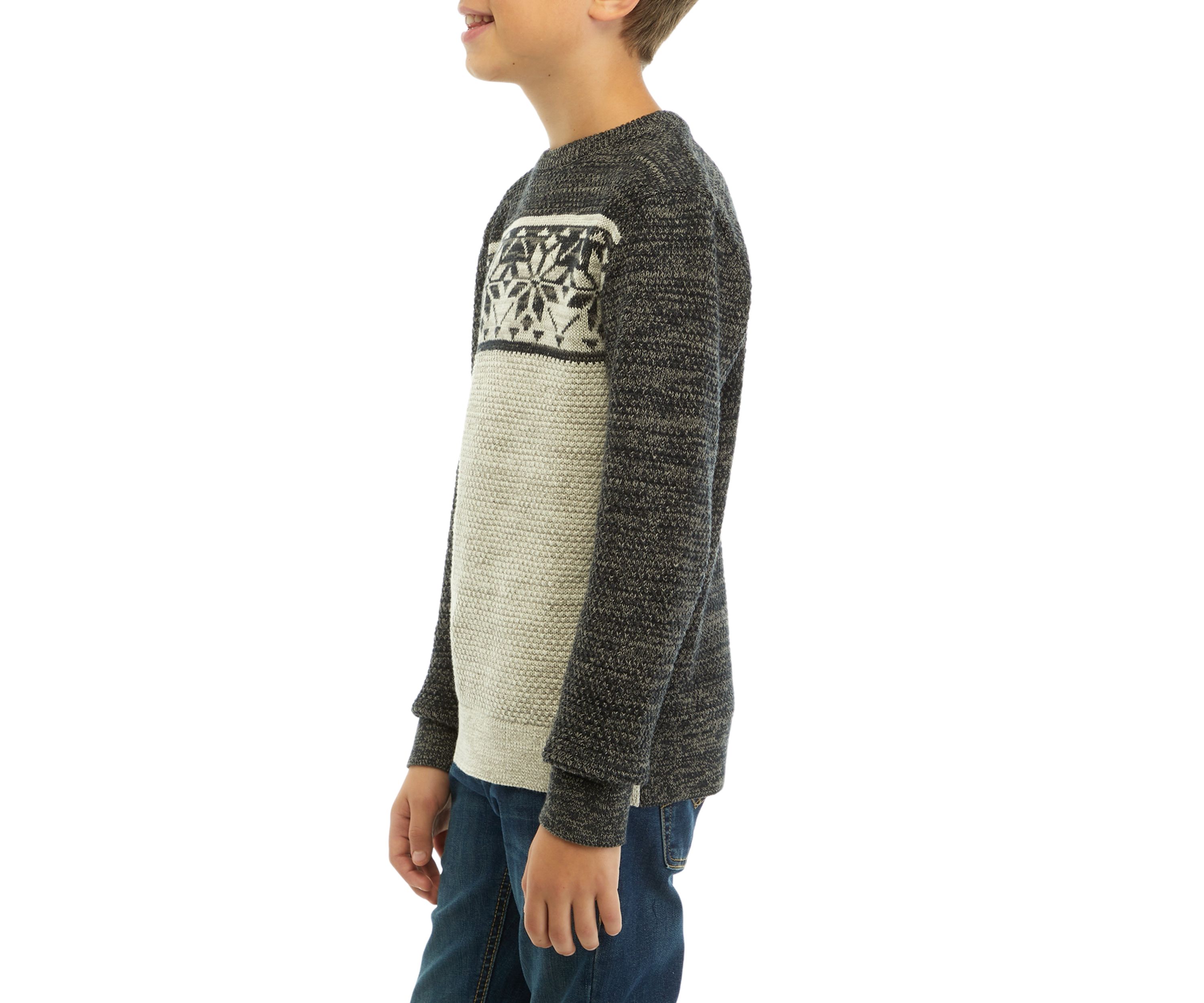Boys 8-20 Snowflakes Color Blocked Sweater