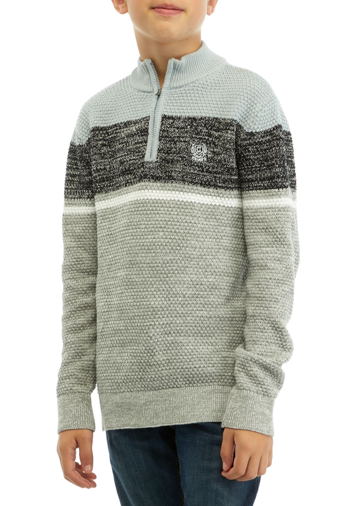 Boys 8-20 1/4 Zip Color Blocked Sweater