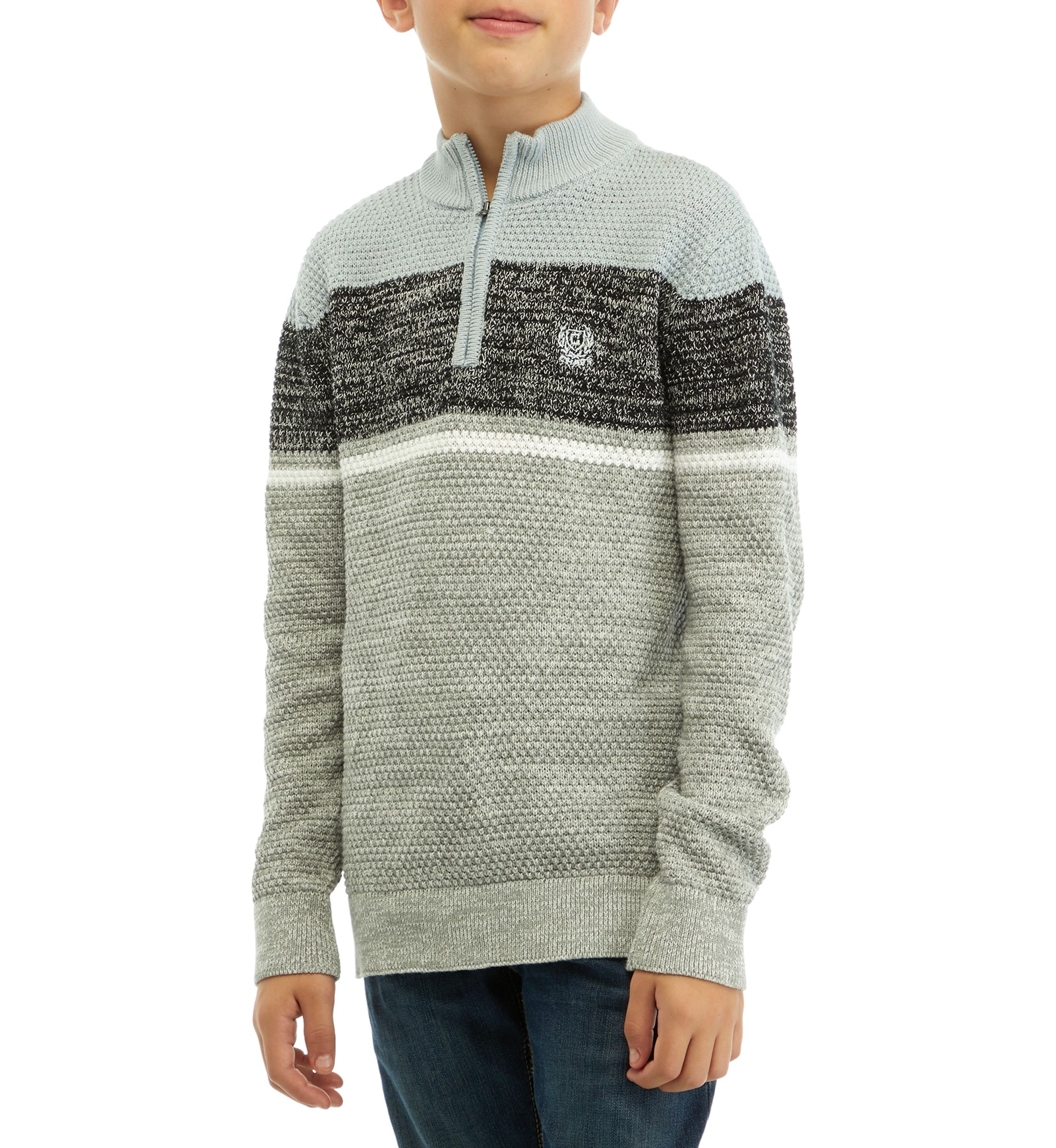 Boys 8-20 1/4 Zip Color Blocked Sweater