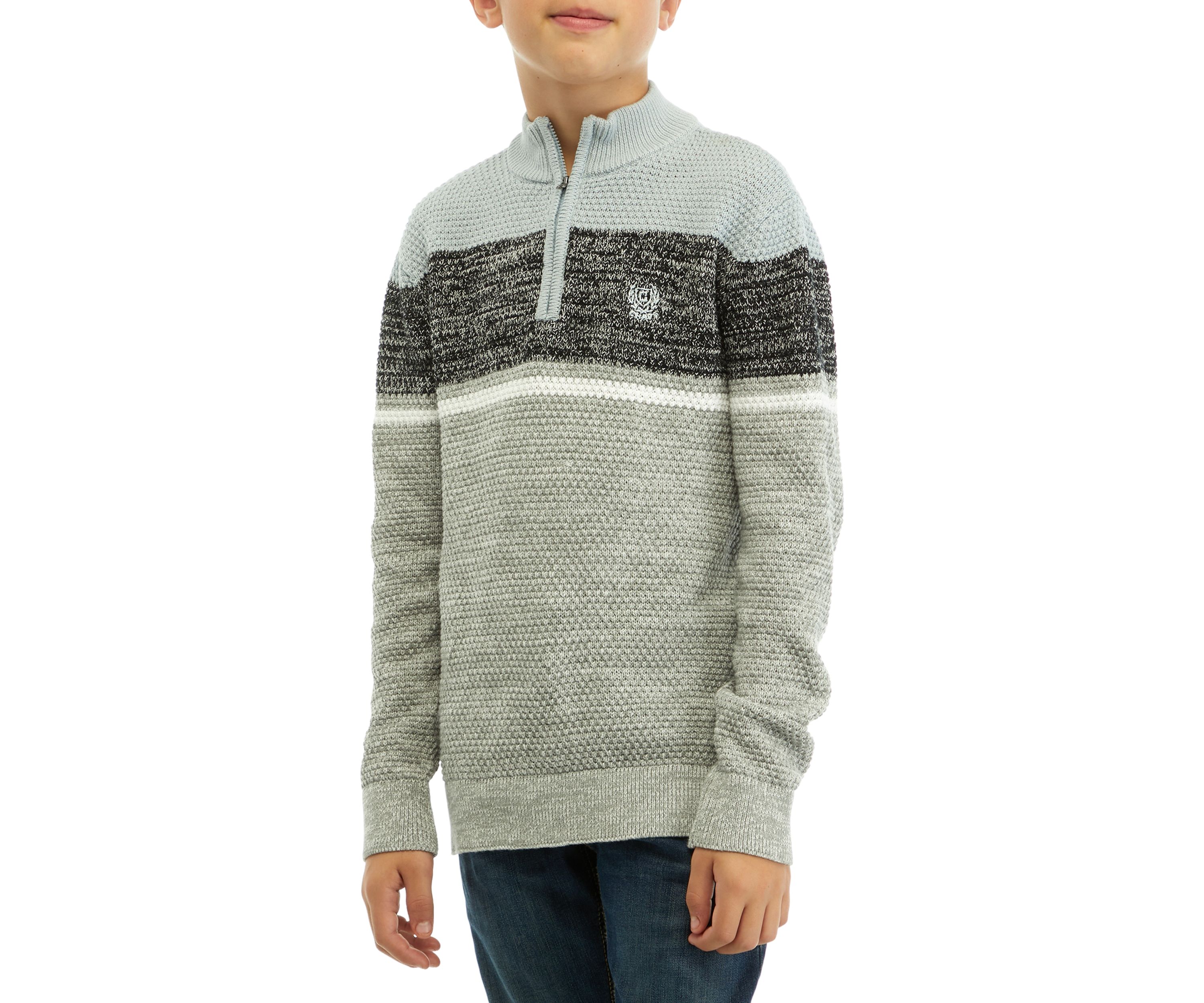 Boys 8-20 1/4 Zip Color Blocked Sweater