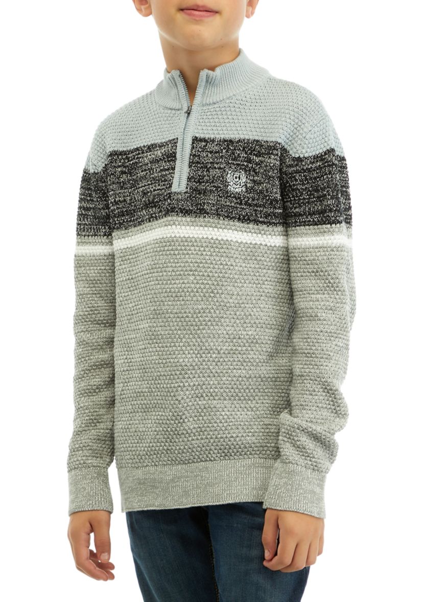 Boys 8-20 1/4 Zip Color Blocked Sweater