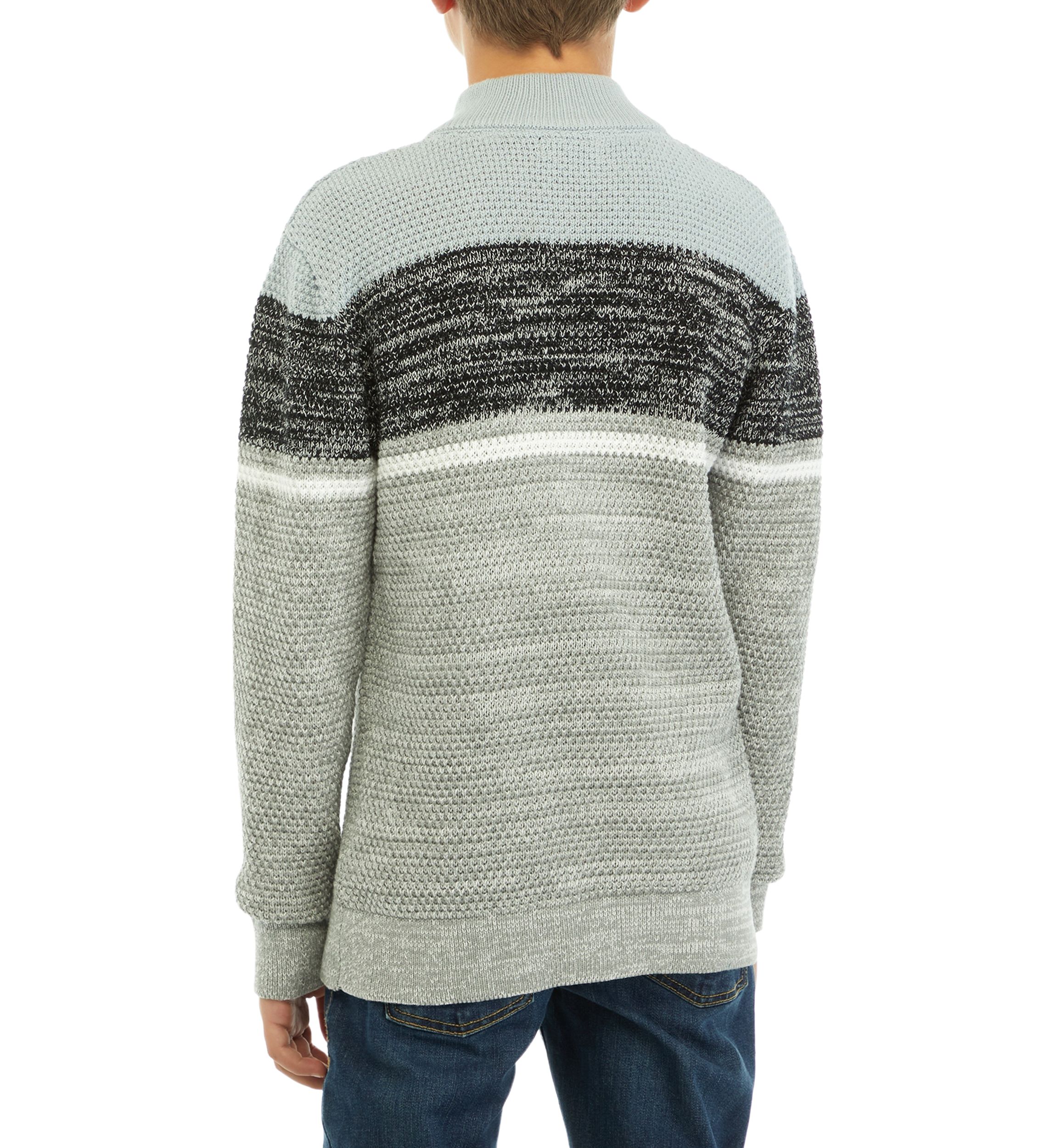Boys 8-20 1/4 Zip Color Blocked Sweater