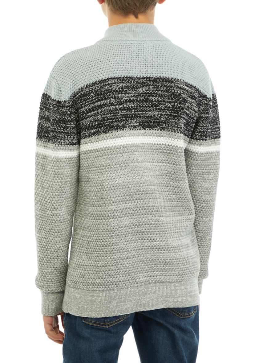 Boys 8-20 1/4 Zip Color Blocked Sweater