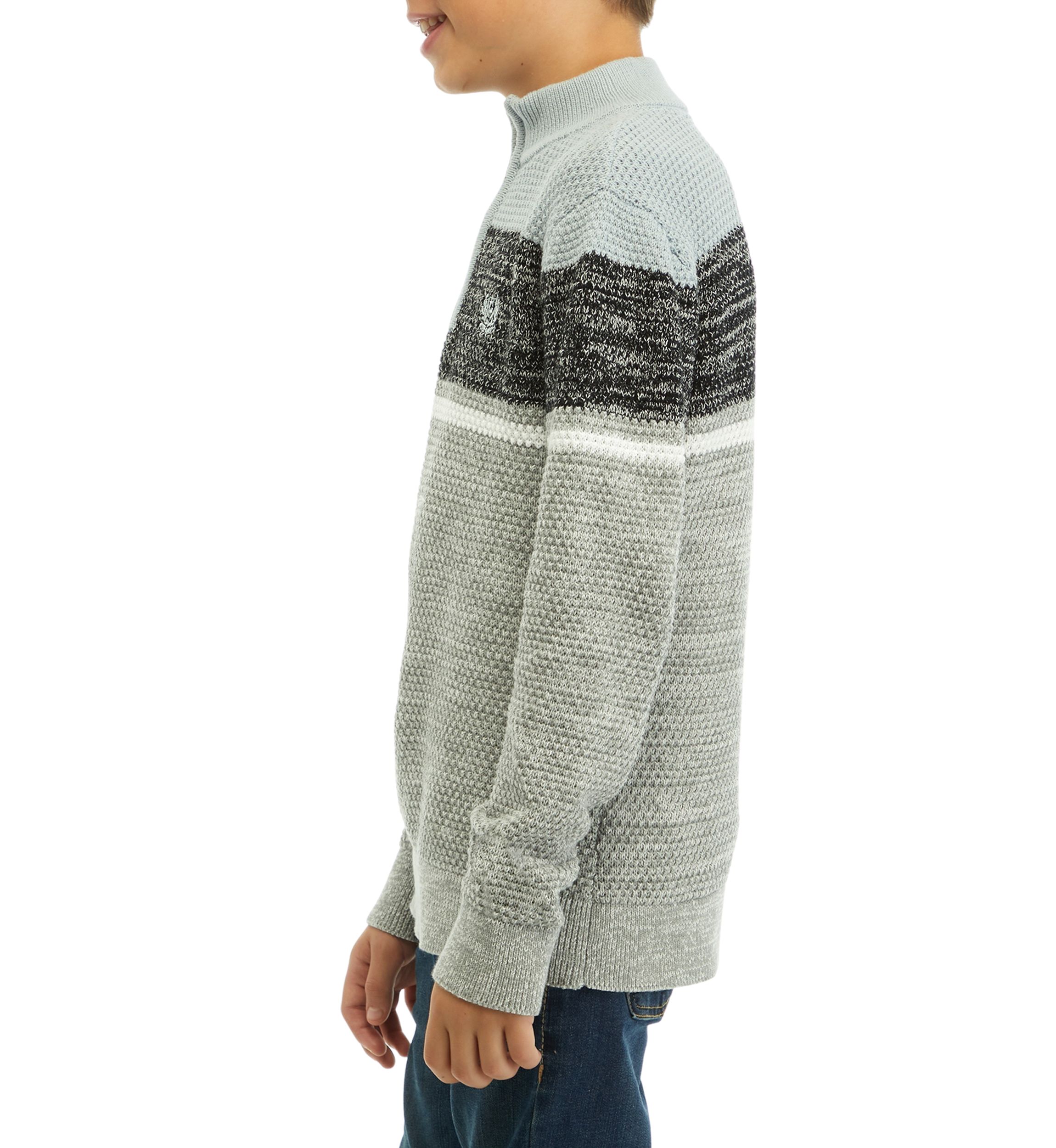 Boys 8-20 1/4 Zip Color Blocked Sweater