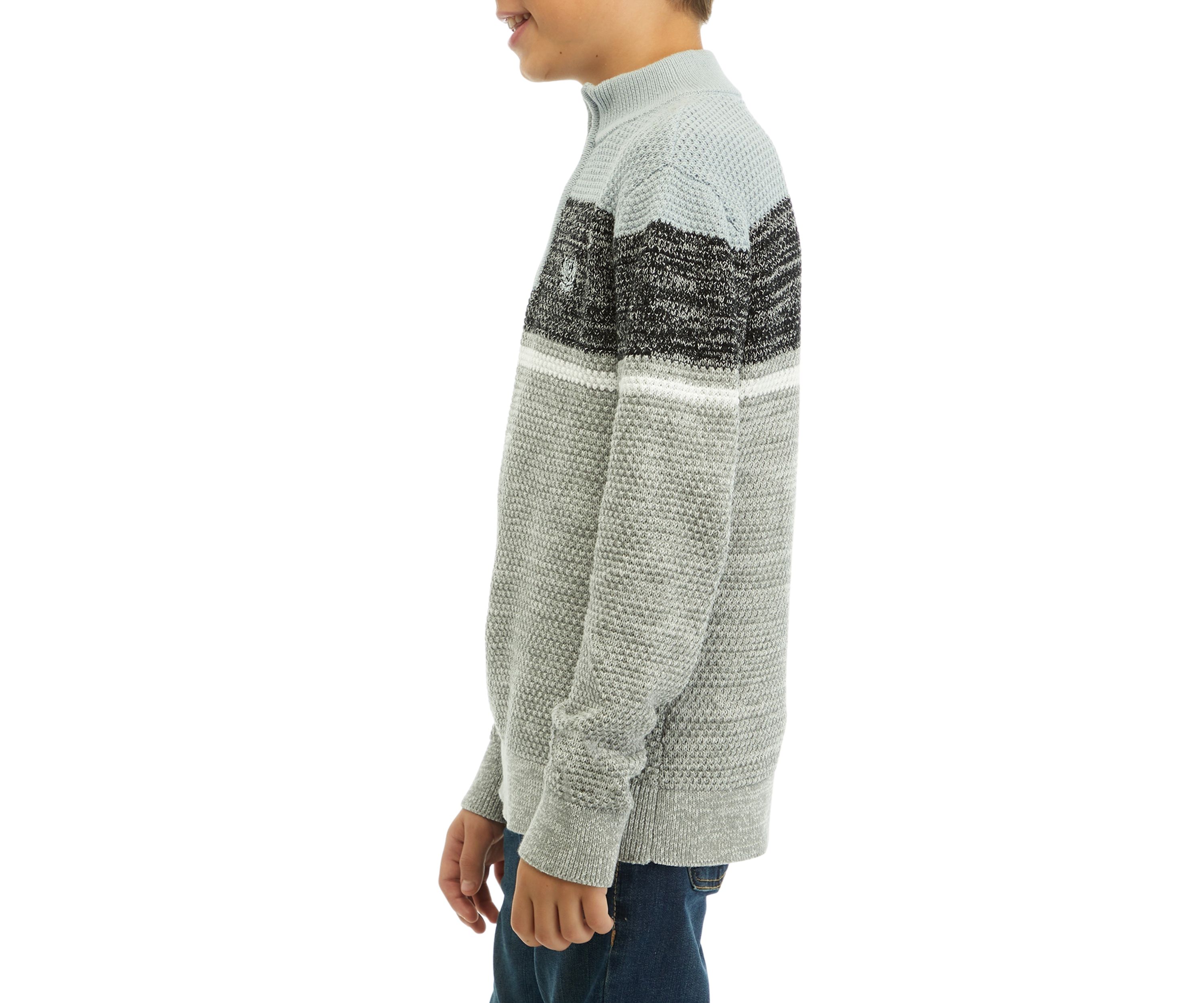 Boys 8-20 1/4 Zip Color Blocked Sweater