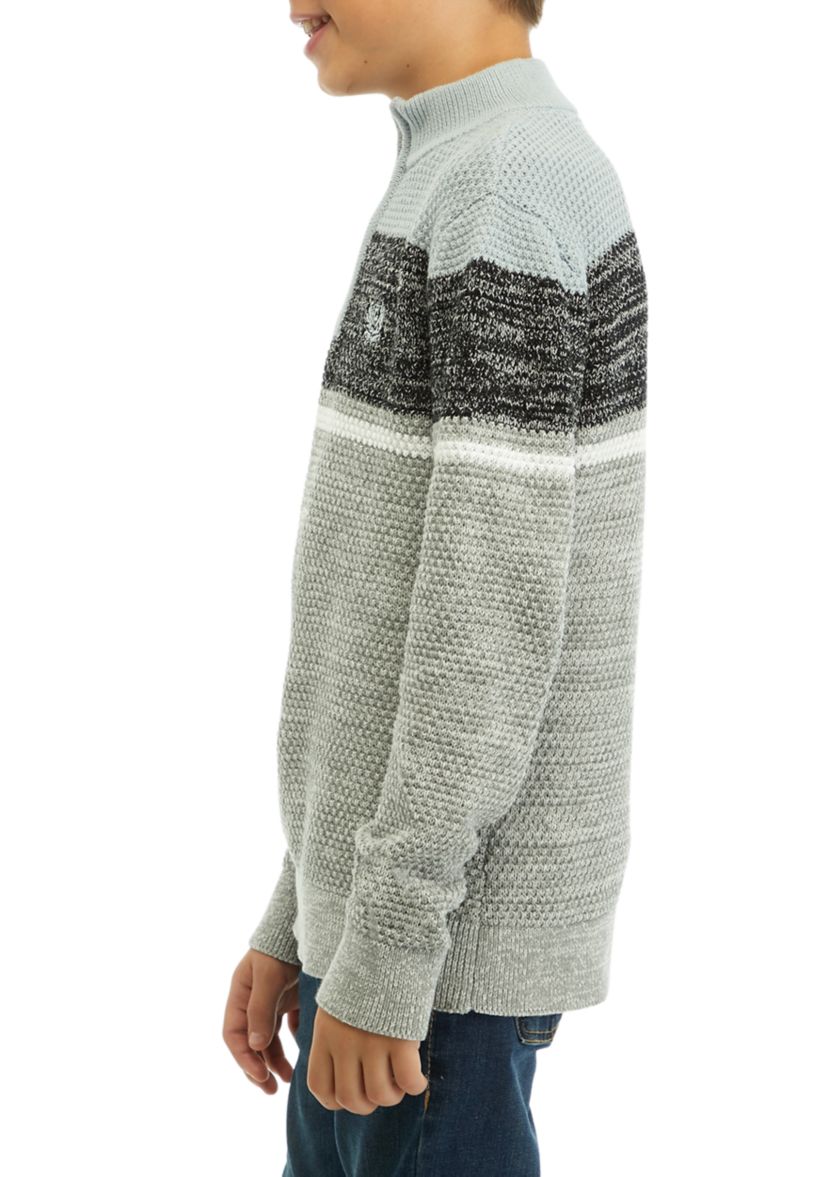 Boys 8-20 1/4 Zip Color Blocked Sweater