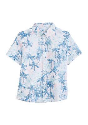 Boys 4-7 Printed Button Down Swim Shirt