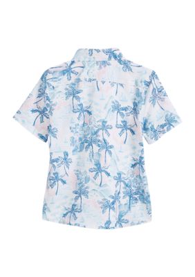 Boys 4-7 Printed Button Down Swim Shirt