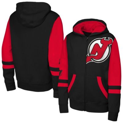 Outerstuff Youth NHL New Jersey Devils Face Off Full-Zip Hoodie, Black, XL