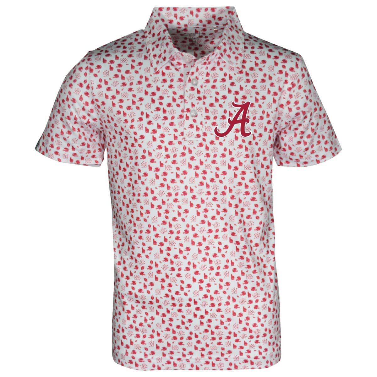 Alabama Crimson Tide NCAA Alabama Tide Earnest Allover Print Polo