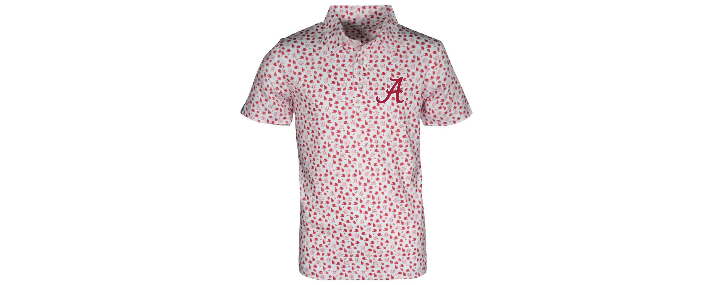 Alabama Crimson Tide NCAA Alabama Tide Earnest Allover Print Polo