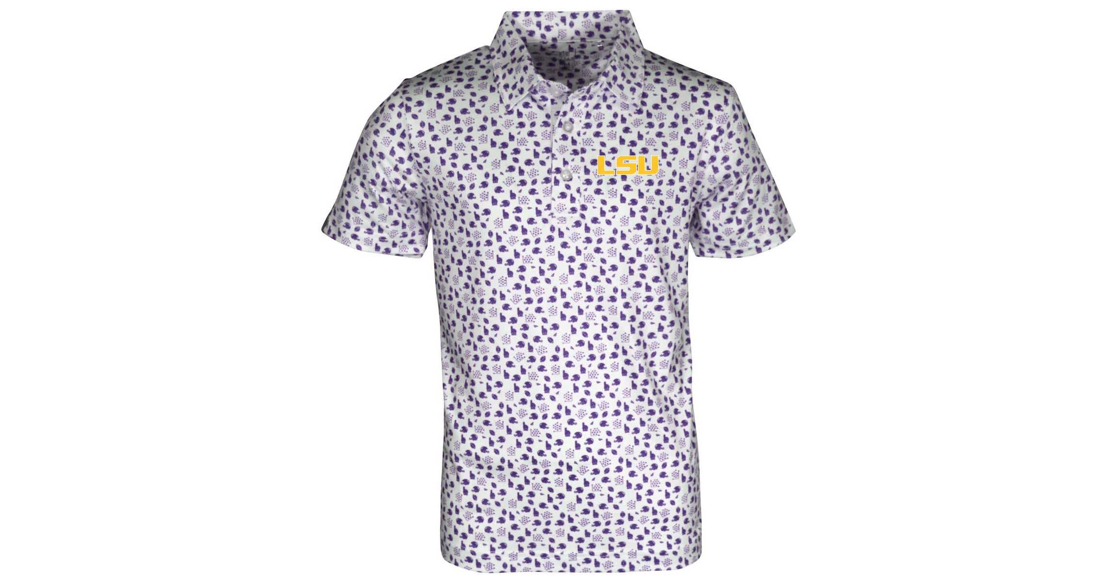 NCAA LSU Tigers Earnest Allover Print Polo