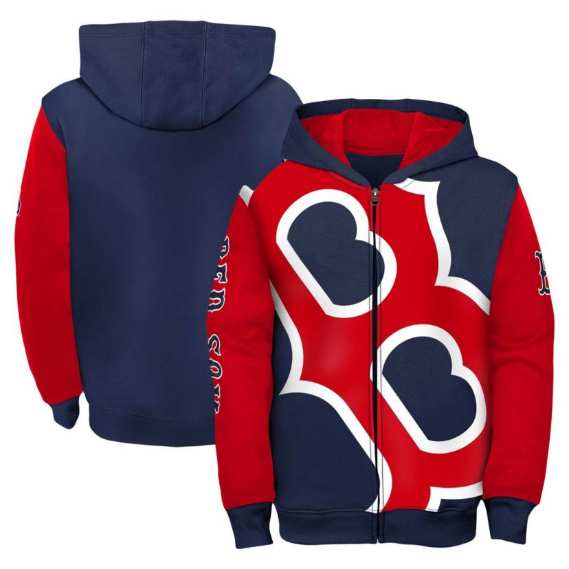 Boston Red Sox MLB Fanatics Navy/Red Boston Sox card Full-Zip Hoodie Jacket