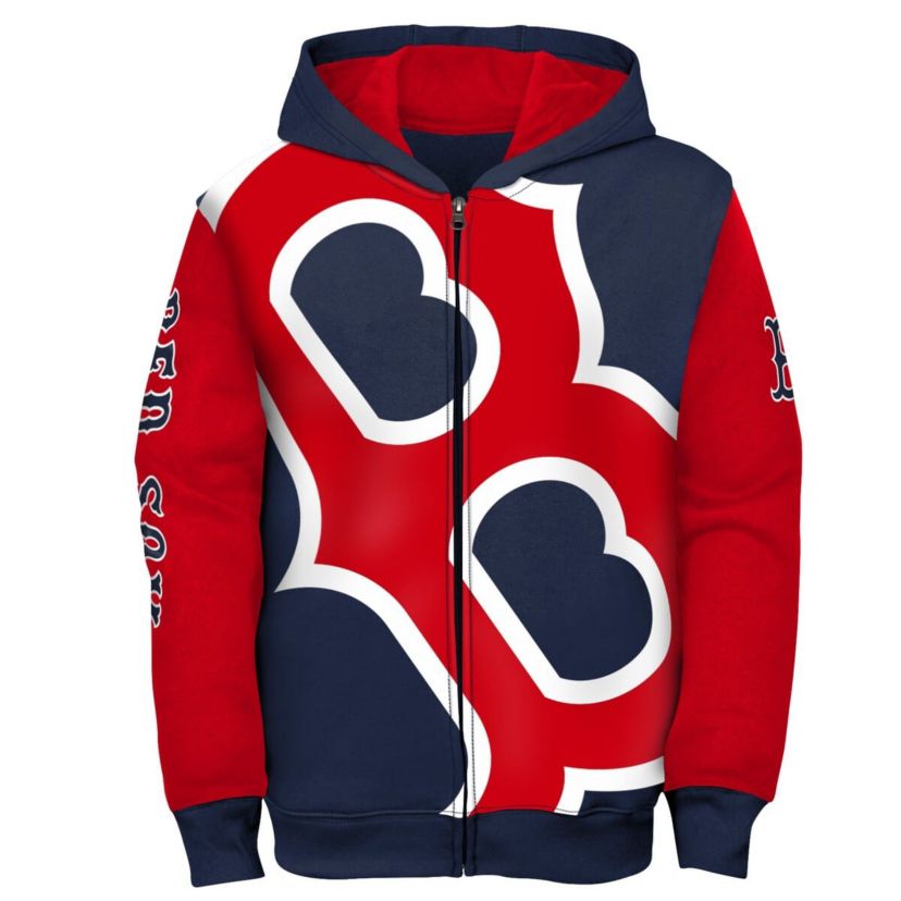 Boston Red Sox MLB Fanatics Navy/Red Boston Sox card Full-Zip Hoodie Jacket