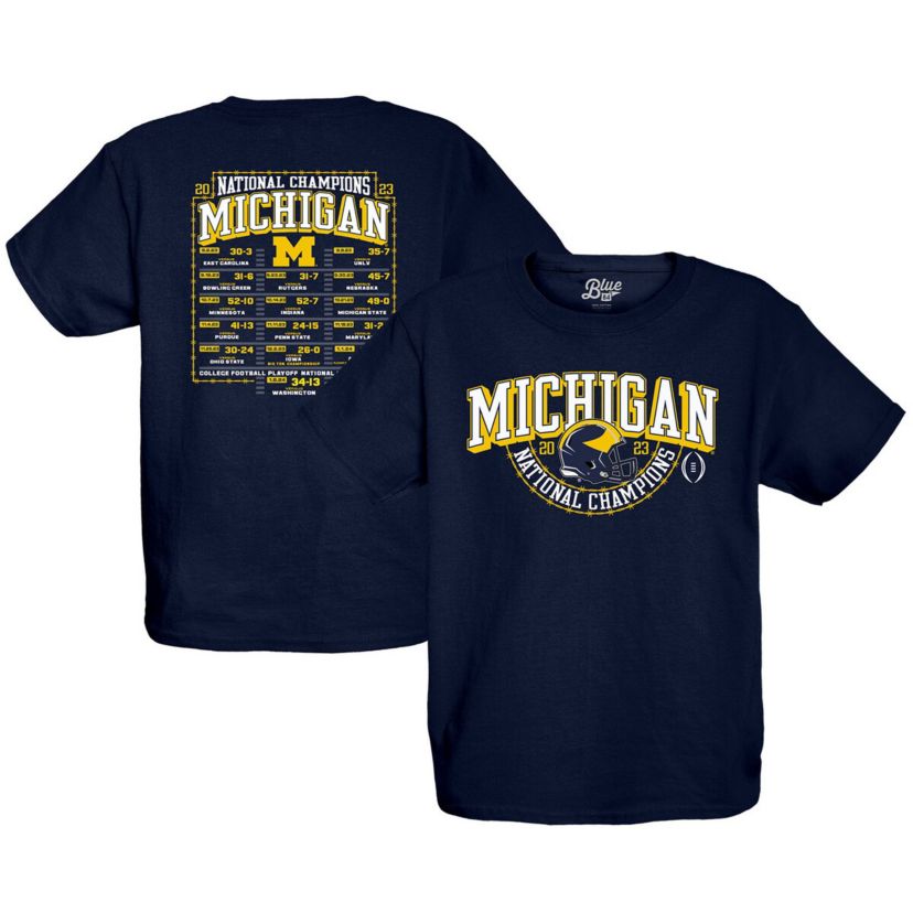 NCAA Michigan Wolverines NCAA Football Playoff 2023 National s Dust Schedule T-Shirt