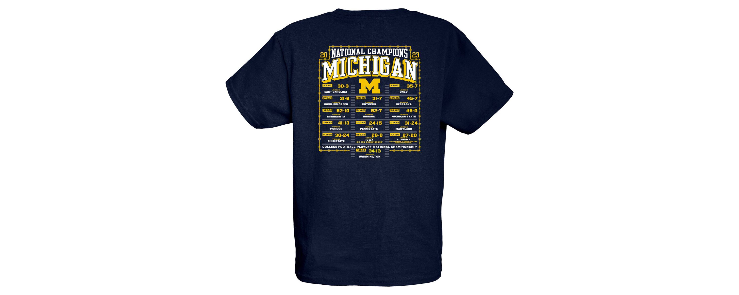 NCAA Michigan Wolverines NCAA Football Playoff 2023 National s Dust Schedule T-Shirt