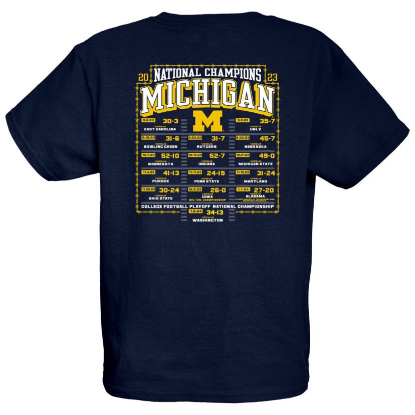NCAA Michigan Wolverines NCAA Football Playoff 2023 National s Dust Schedule T-Shirt