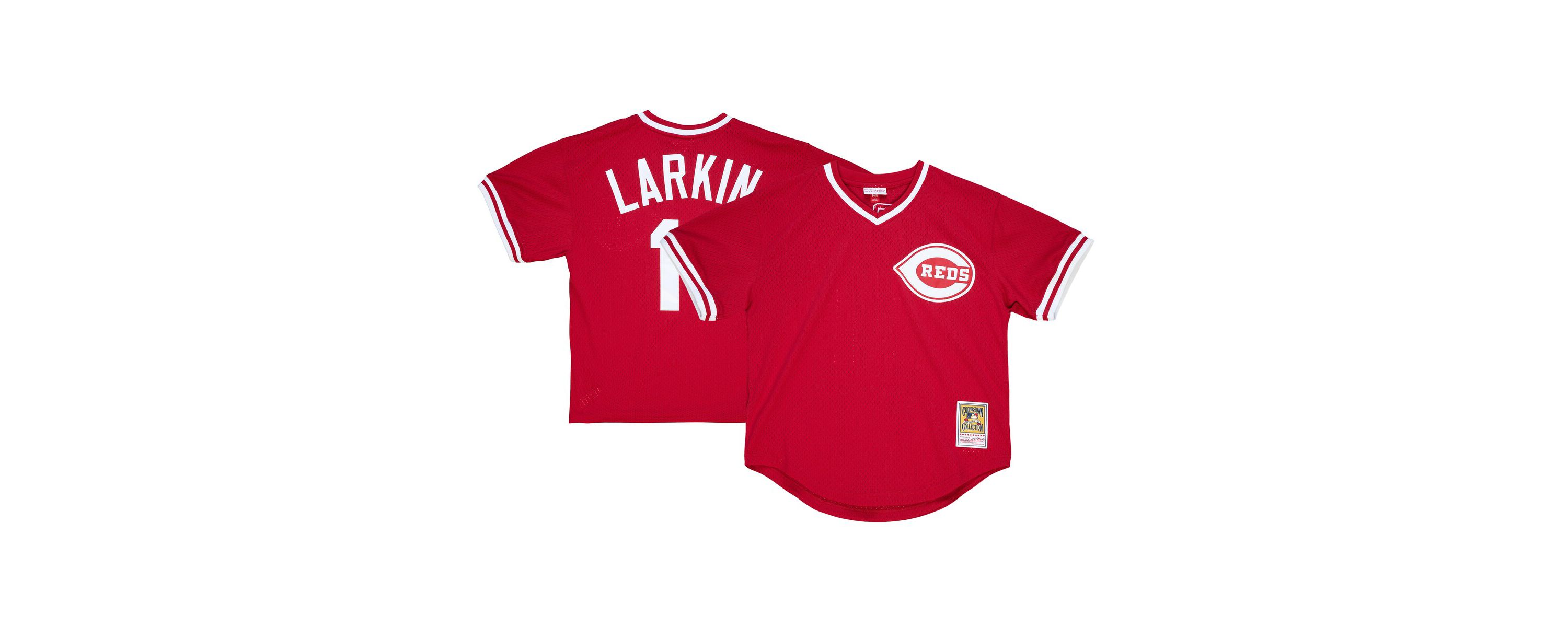 MLB Barry Larkin Cincinnati Reds Cooperstown Collection Mesh Batting Practice Jersey