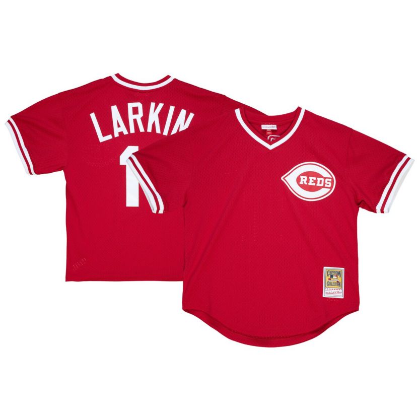 MLB Barry Larkin Cincinnati Reds Cooperstown Collection Mesh Batting Practice Jersey