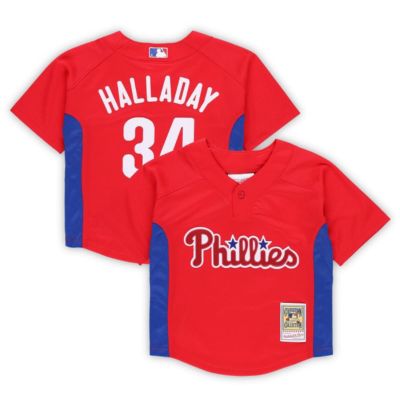 Mitchell & Ness Youth MLB Roy Halladay Philadelphia Phillies Cooperstown Collection Mesh Batting Practice Jersey, Red, 2T