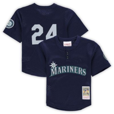 Mitchell & Ness Youth MLB Ken Griffey Jr. Seattle Mariners Cooperstown Collection Mesh Batting Practice Jersey, Navy Blue, 2T