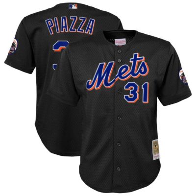 Mitchell & Ness Youth MLB Mike Piazza New York Mets Cooperstown Collection Mesh Batting Practice Jersey, Black, 4T