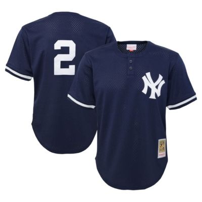 Mitchell & Ness Youth MLB Derek Jeter New York Yankees Cooperstown Collection Mesh Batting Practice Jersey, Navy Blue, 2T