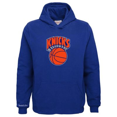 Mitchell & Ness Youth NBA New York Knicks Hardwood Classics Retro Logo Pullover Hoodie, Blue, XL