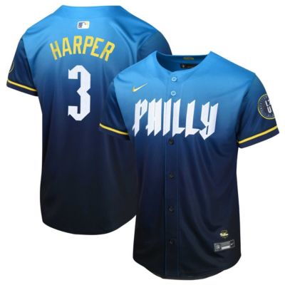 Youth MLB Nike Bryce Harper Philadelphia Phillies 2024 City Connect Limited Player Jersey, Blue, Medium