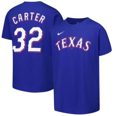Youth MLB Nike Evan Carter Texas Rangers Name & Number T-Shirt