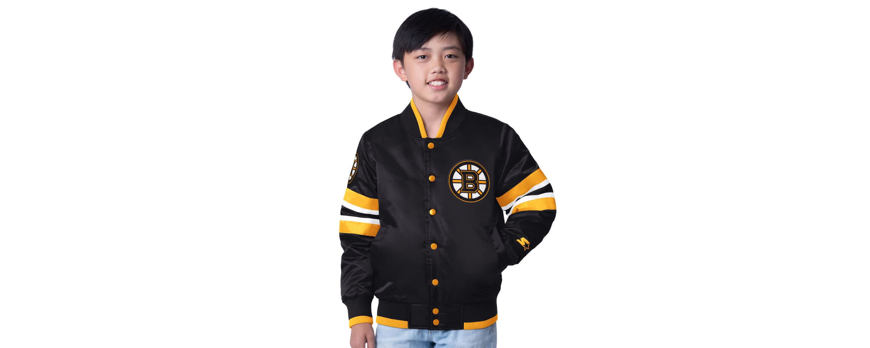 NHL Black/Gold Scout 1 Full-Snap Varsity Jacket