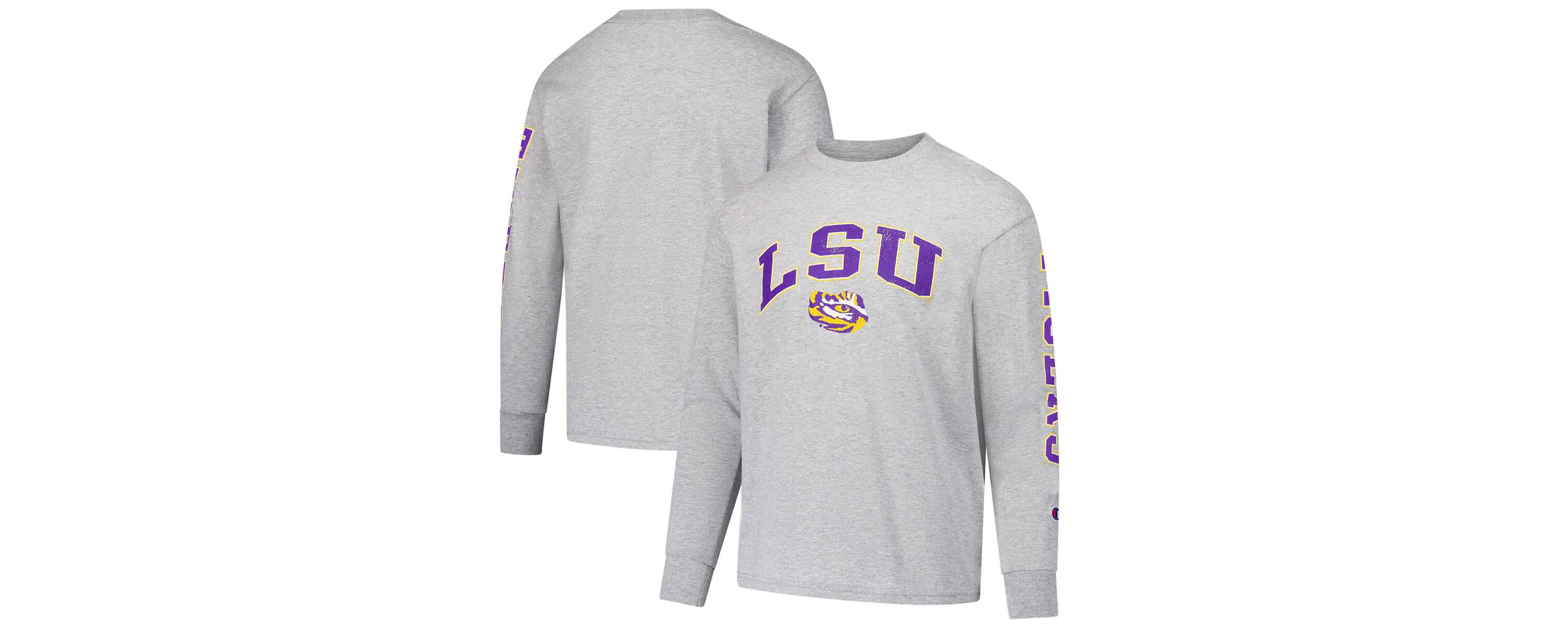 NCAA LSU Tigers Distressed Arch Over Logo Long Sleeve T-Shirt