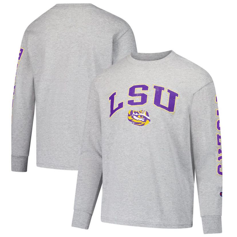 NCAA LSU Tigers Distressed Arch Over Logo Long Sleeve T-Shirt