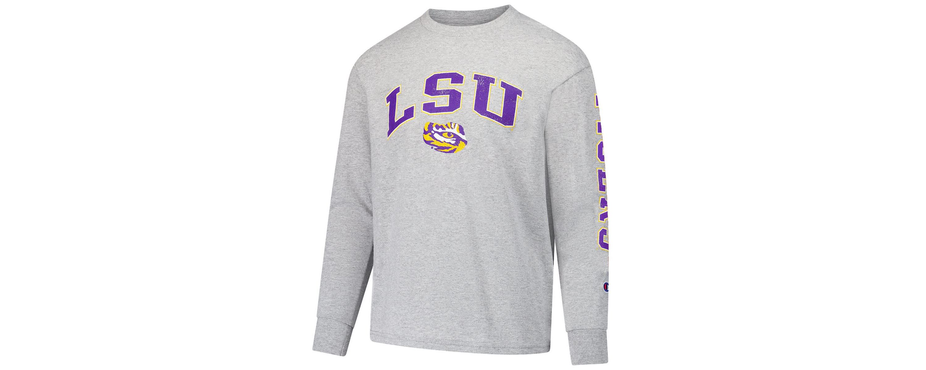 NCAA LSU Tigers Distressed Arch Over Logo Long Sleeve T-Shirt