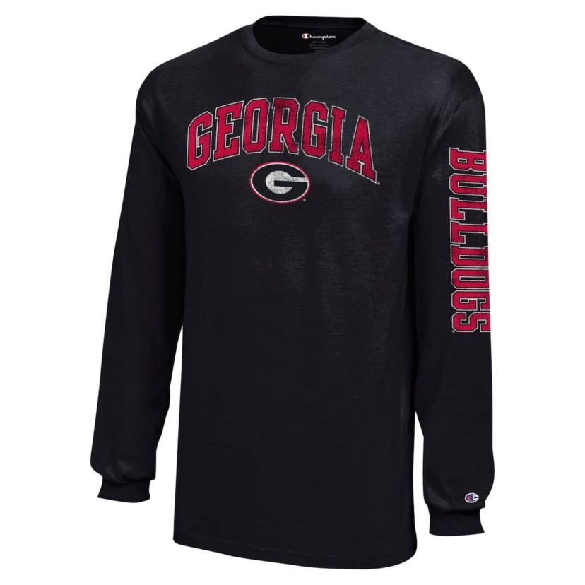 NCAA Georgia Bulldogs Distressed Arch Over Logo Long Sleeve T-Shirt