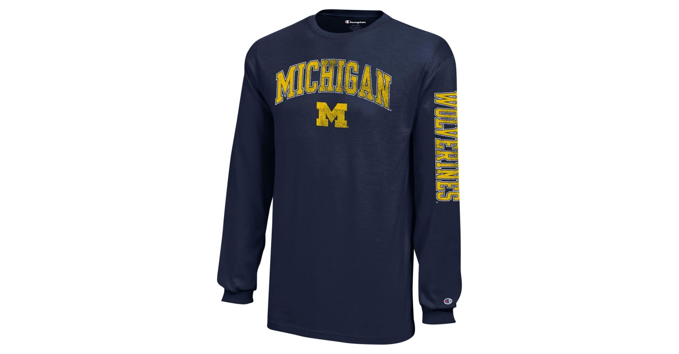 NCAA Michigan Wolverines Distressed Arch Over Logo Long Sleeve T-Shirt