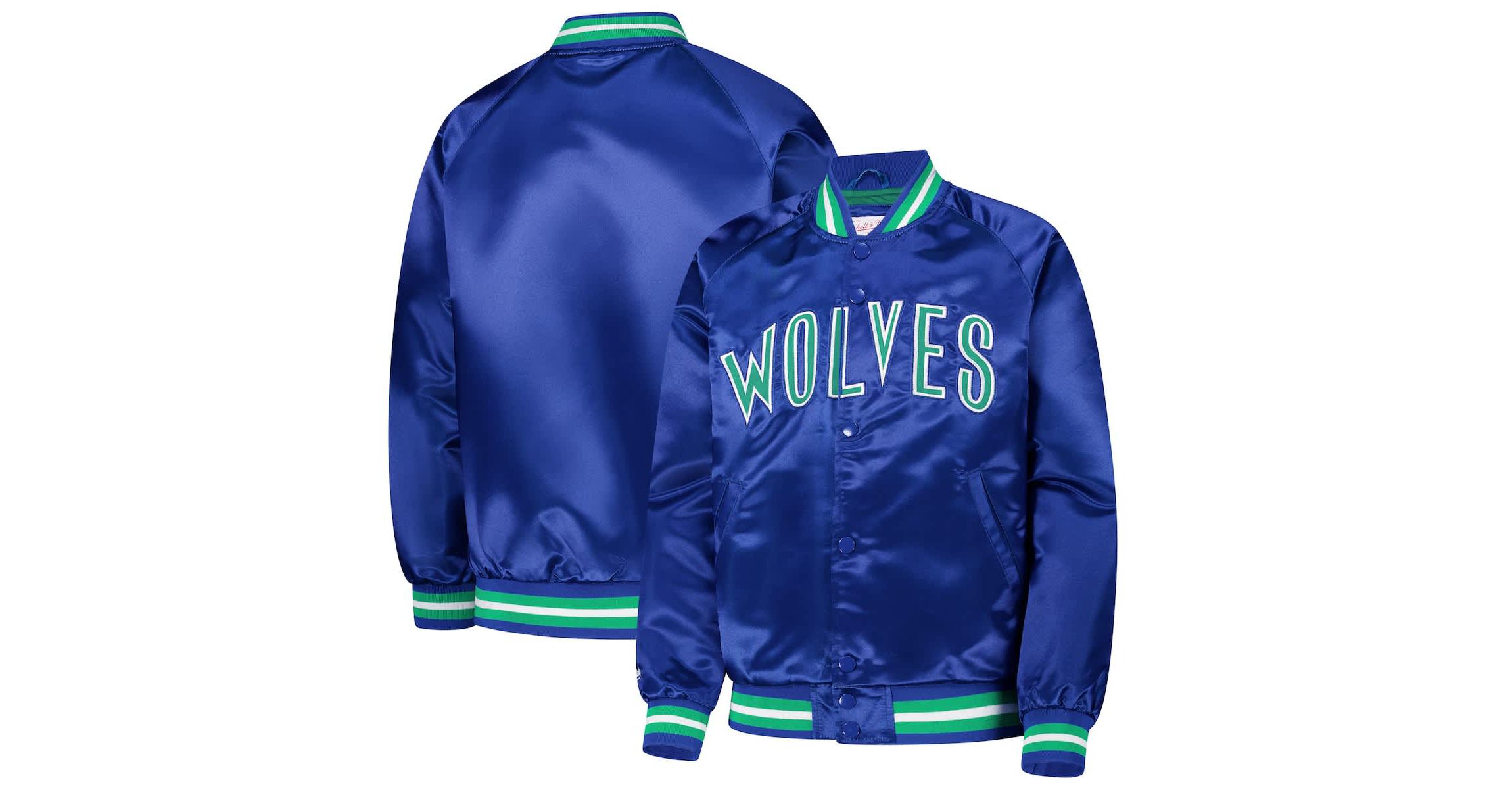 NBA Minnesota Timberwolves Hardwood Classics Satin Raglan Full-Snap Jacket