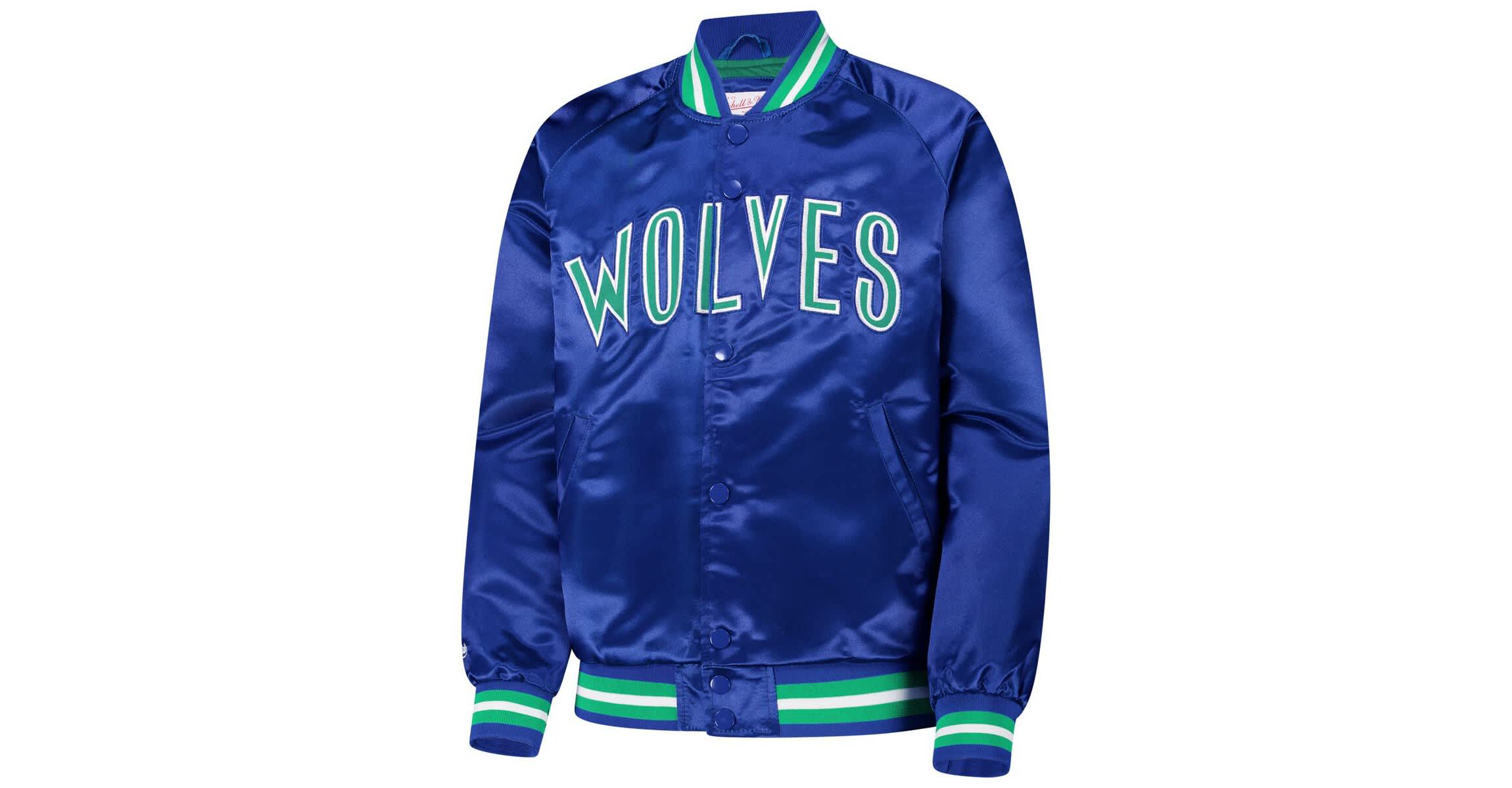 NBA Minnesota Timberwolves Hardwood Classics Satin Raglan Full-Snap Jacket