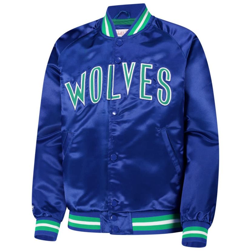 NBA Minnesota Timberwolves Hardwood Classics Satin Raglan Full-Snap Jacket
