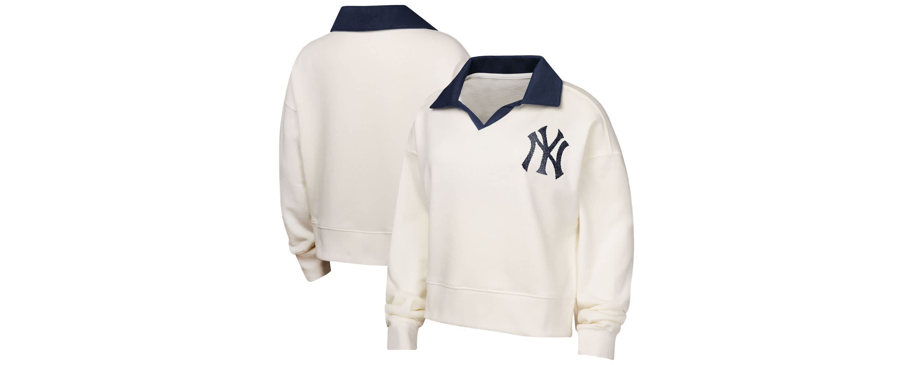 MLB Girls New York Yankees Ballpark Hit Collared V-Neck Pullover Sweatshirt