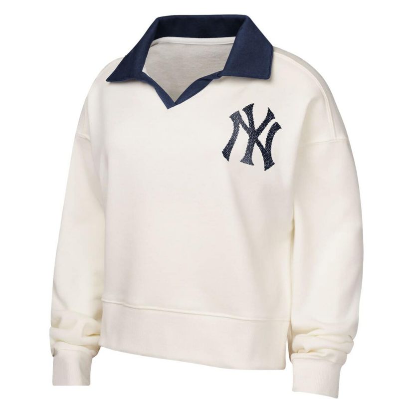 MLB Girls New York Yankees Ballpark Hit Collared V-Neck Pullover Sweatshirt