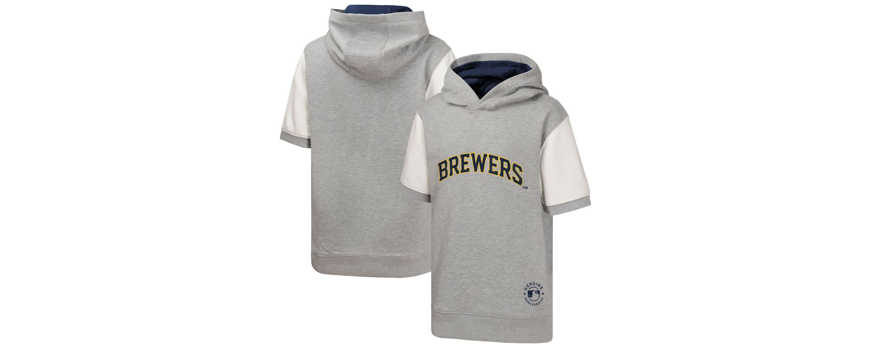 MLB Milwaukee Brewers Line Up Short Sleeve Pullover Hoodie