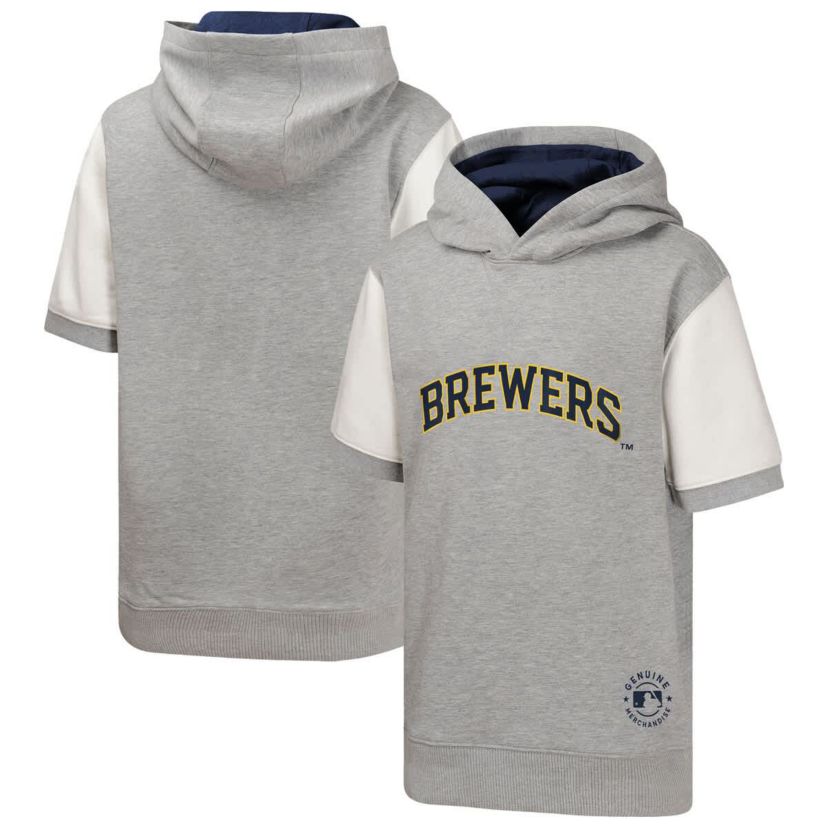 MLB Milwaukee Brewers Line Up Short Sleeve Pullover Hoodie