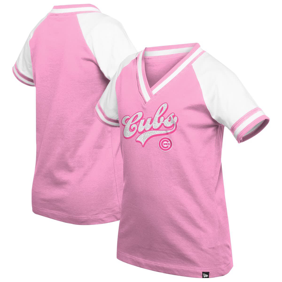 MLB Girls Chicago Cubs Mommy & Me Raglan V-Neck T-Shirt