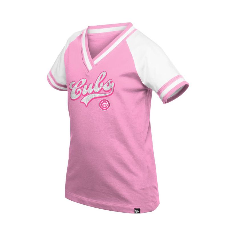 MLB Girls Chicago Cubs Mommy & Me Raglan V-Neck T-Shirt